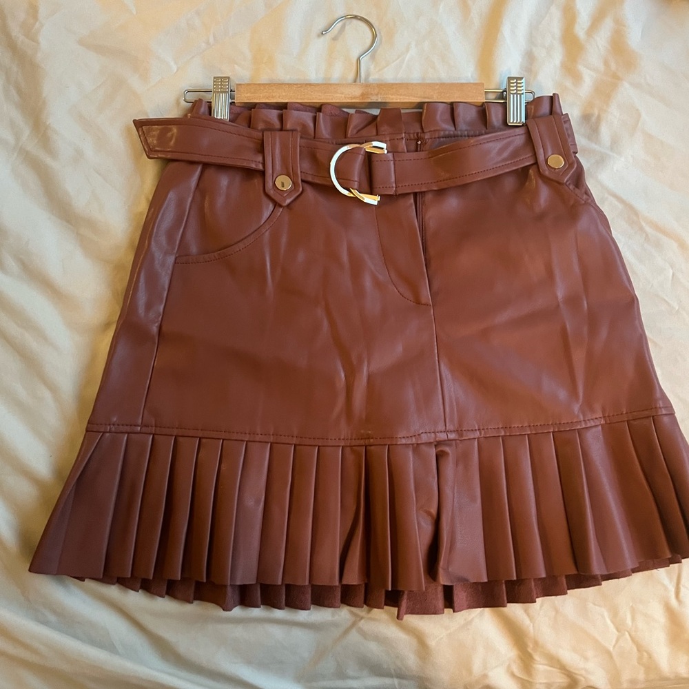 Zara brown leather skirt